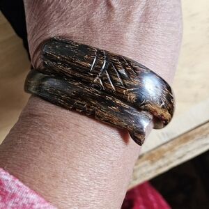 Vintage Indonesia Brahma Akar Bahar Coral Root Carved Bracelet